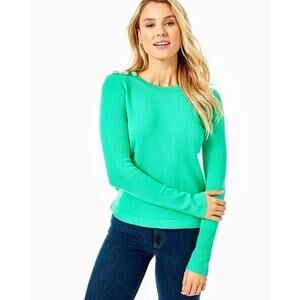 Lilly Pulitzer Green Morgan Sweater with Rhinestones Size Small
